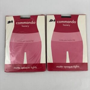 Commando Hosiery Matte Opaque Small Black Tights (2) New In Box